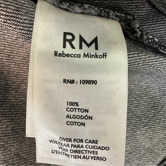Rebecca Minkoff NWOT Riveted Crop Denim Jacket MEDIUM Charcoal Gray - Picture 6 of 7